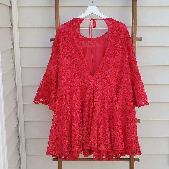 Free People Le Fleur Red Mini Dress Size S - Picture 4 of 8